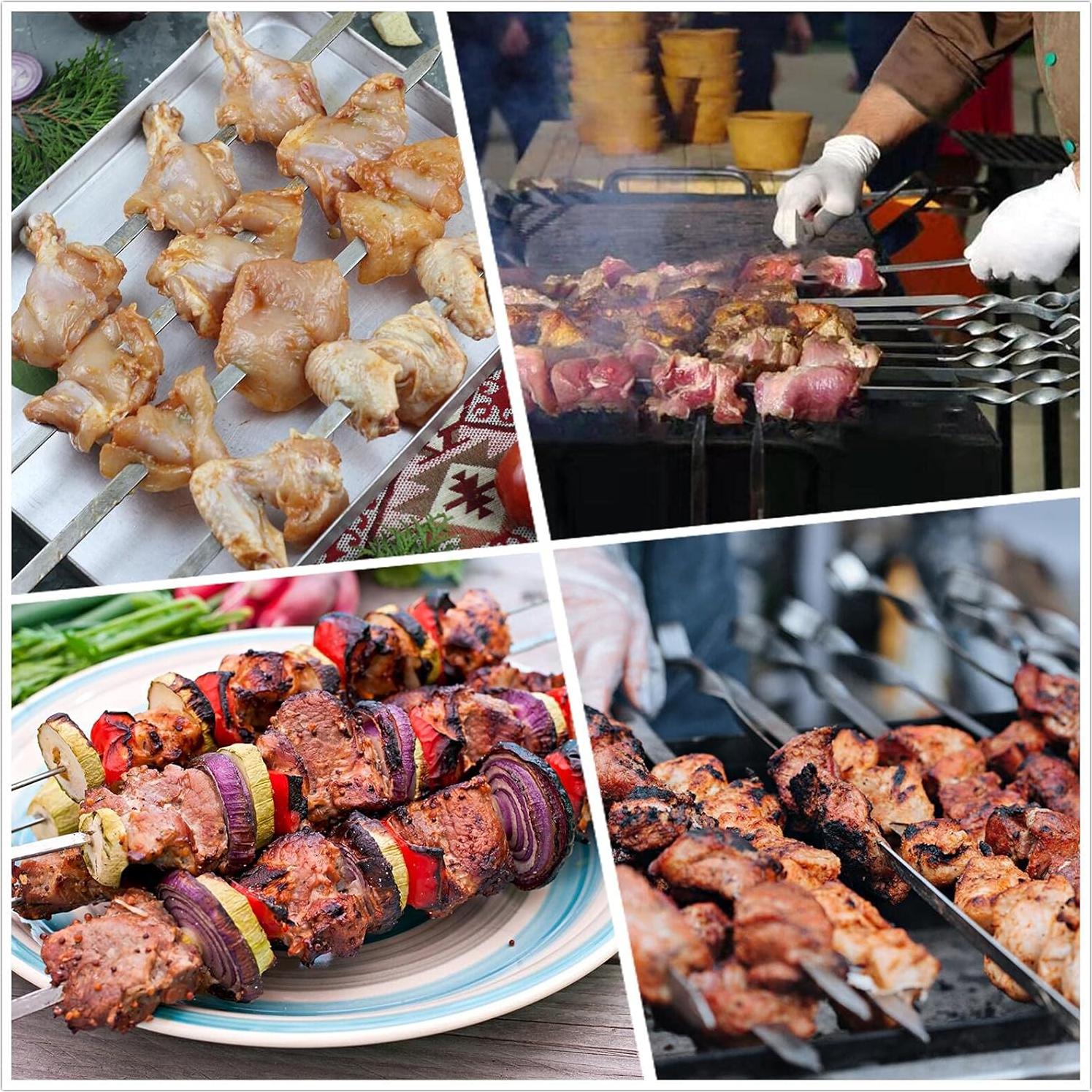 Pinchos de Acero Inoxidable FOWUTAS 55.88 cm para Barbacoa 12PCS