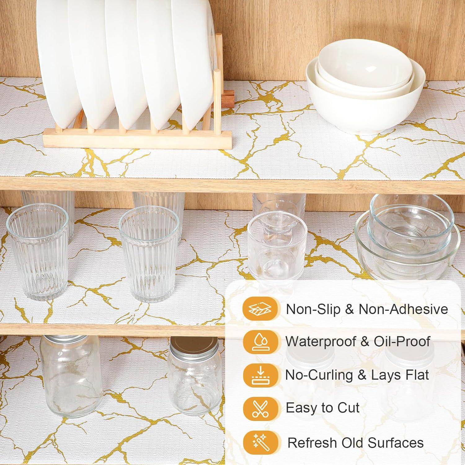 Forro de Estante Bounmer 30.48x304.8cm Mármol Dorado Antideslizante