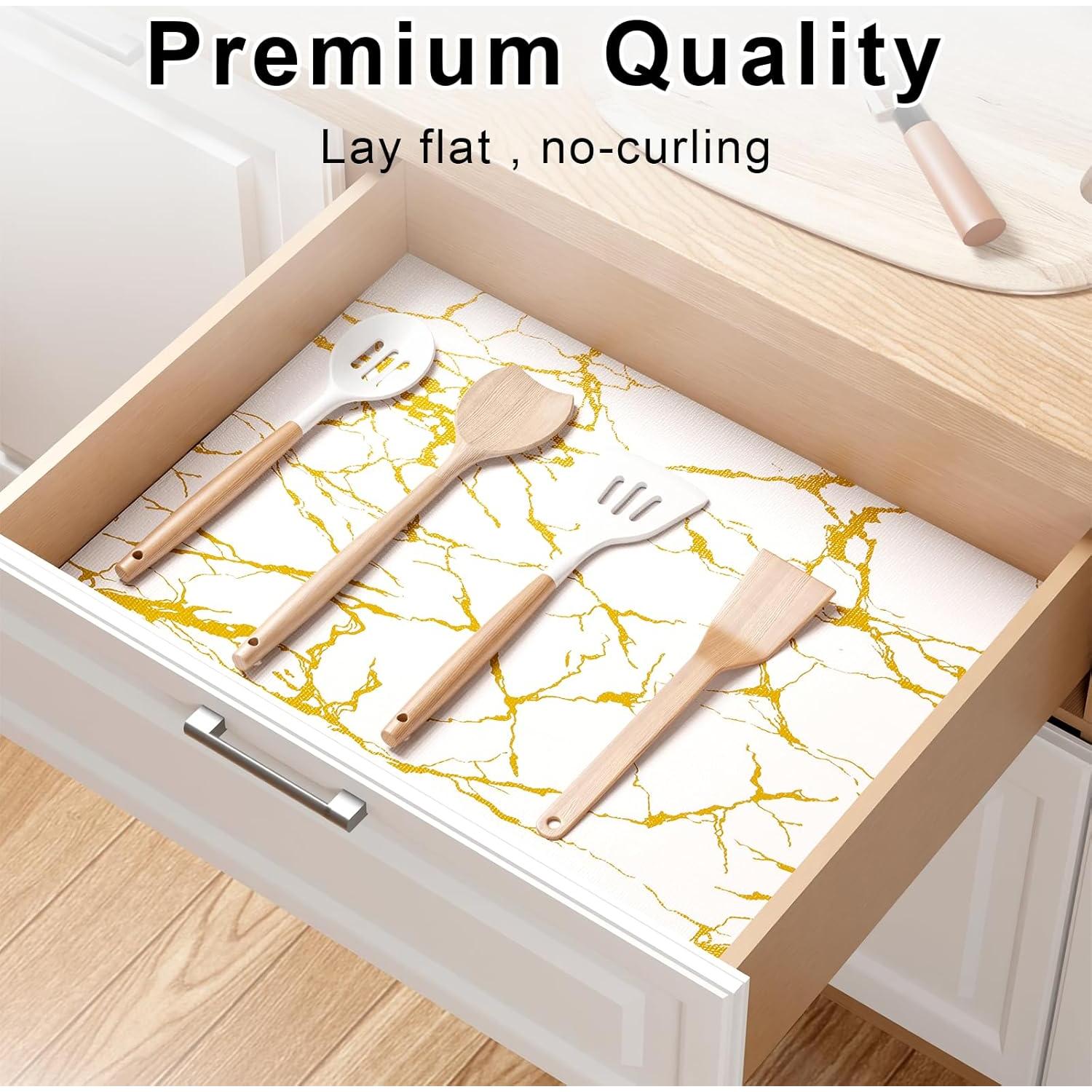 Forro de Estante Bounmer 30.48x304.8cm Mármol Dorado Antideslizante