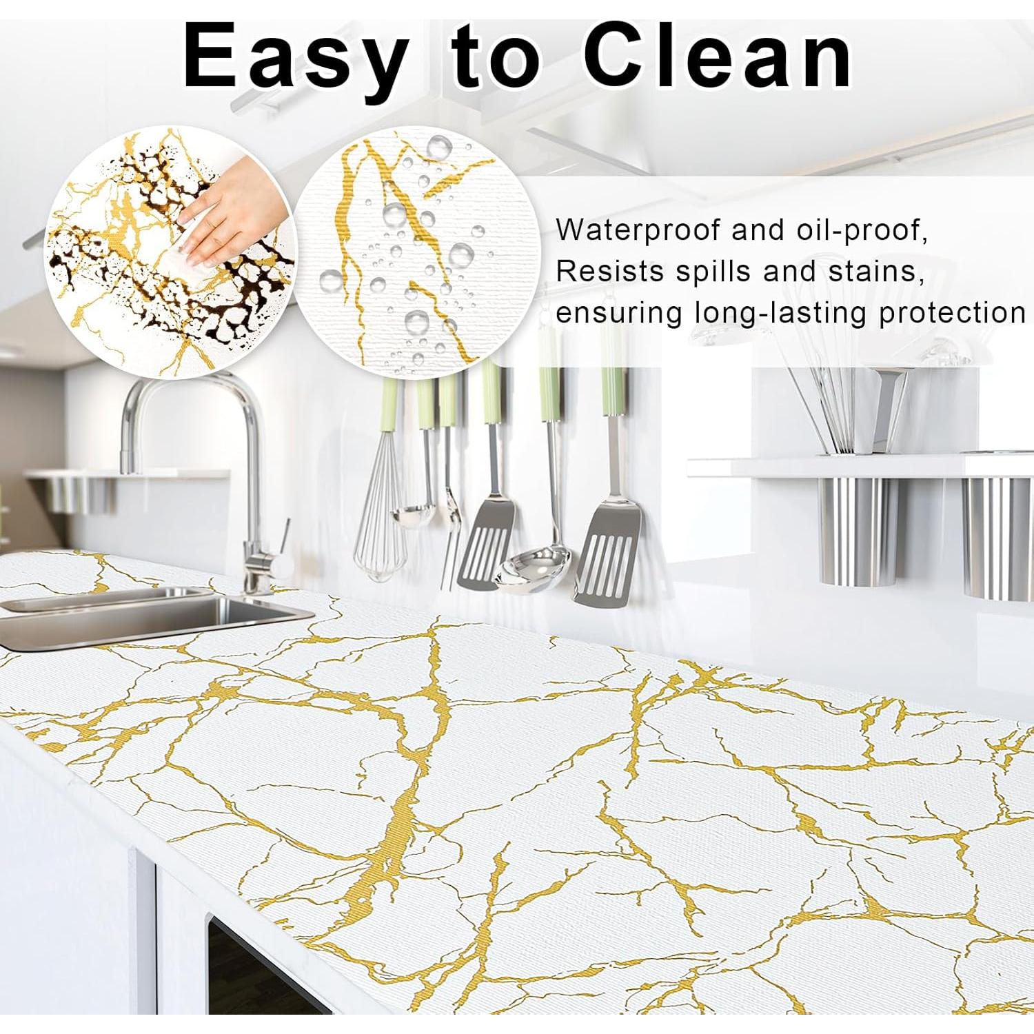 Forro de Estante Bounmer 30.48x304.8cm Mármol Dorado Antideslizante