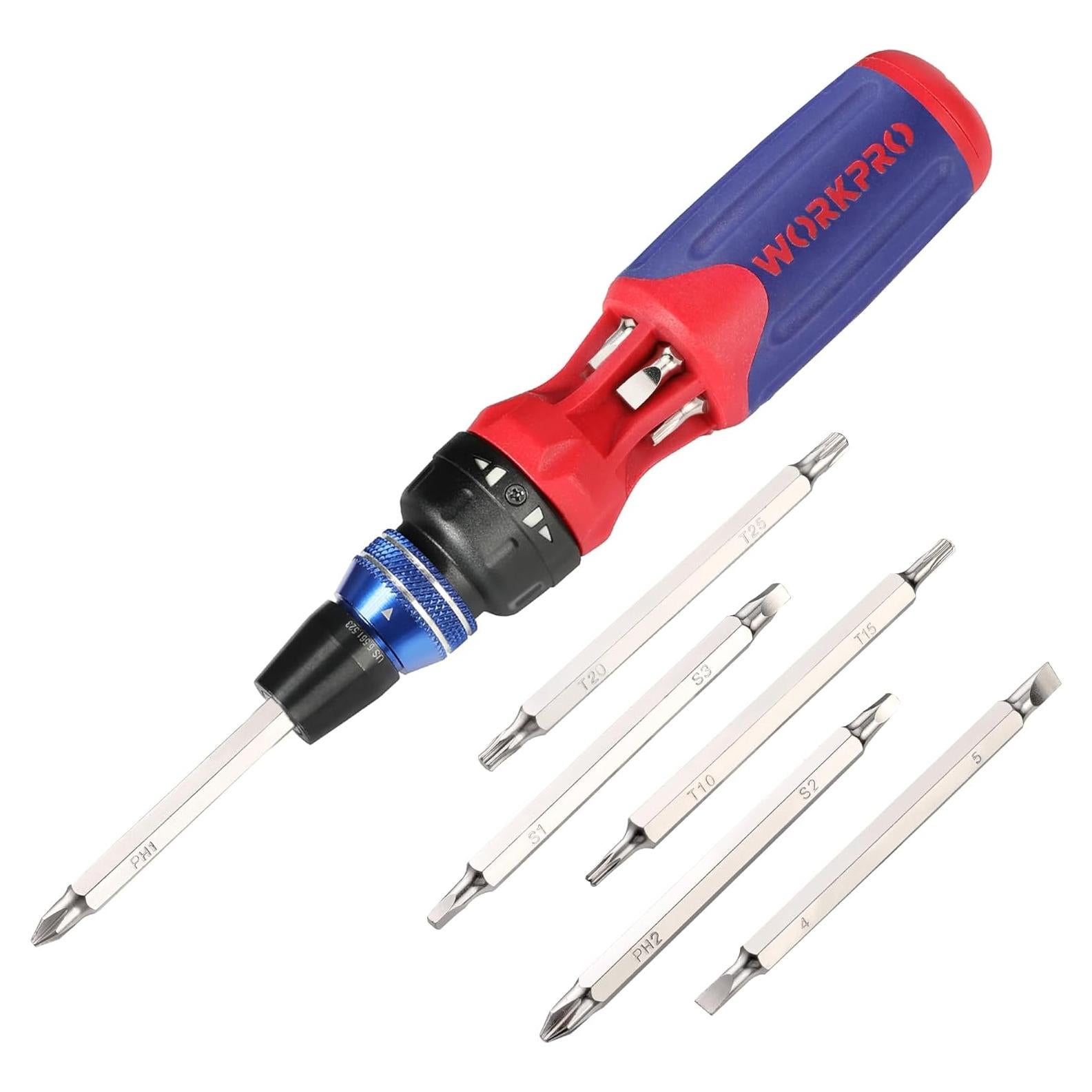 Destornillador Carraca 12-en-1 WORKPRO con Puntas Intercambiables