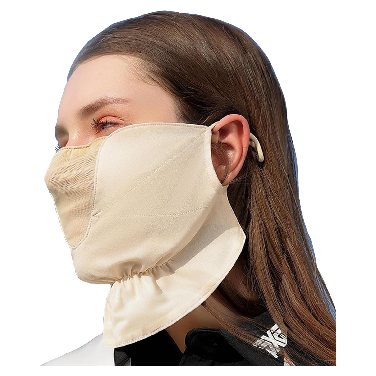 Cubierta Facial UPF50+ Beige para Mujeres - Protección Solar Transpirable