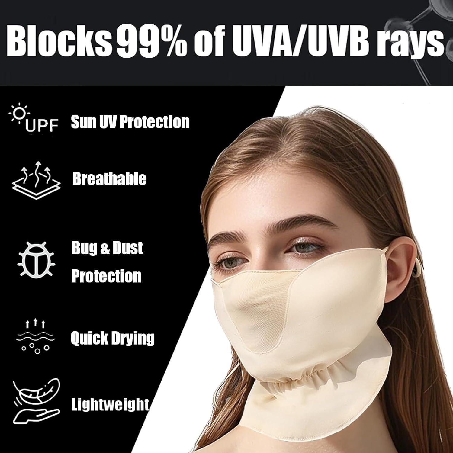 Cubierta Facial UPF50+ Beige para Mujeres - Protección Solar Transpirable