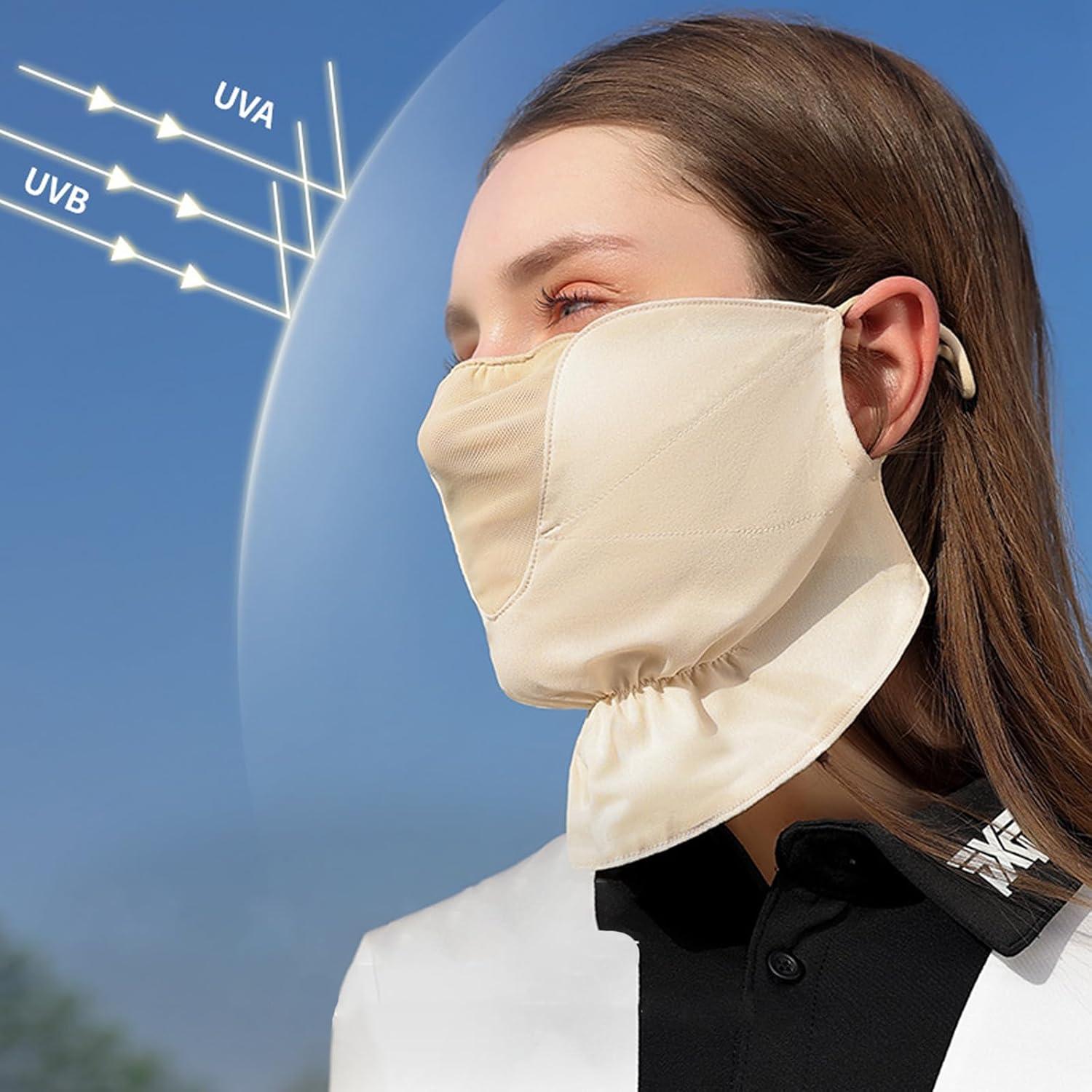 Cubierta Facial UPF50+ Beige para Mujeres - Protección Solar Transpirable