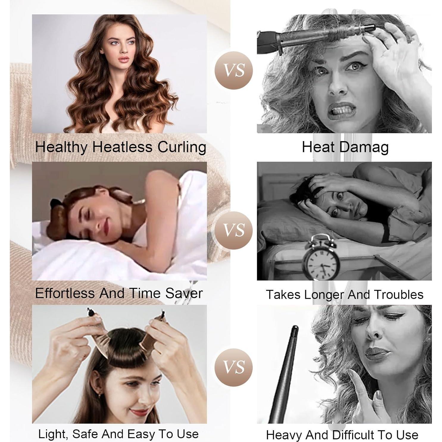 Rizador de Cabello Sin Calor NUNFLUE Jumbo 2 Paquetes Marrón