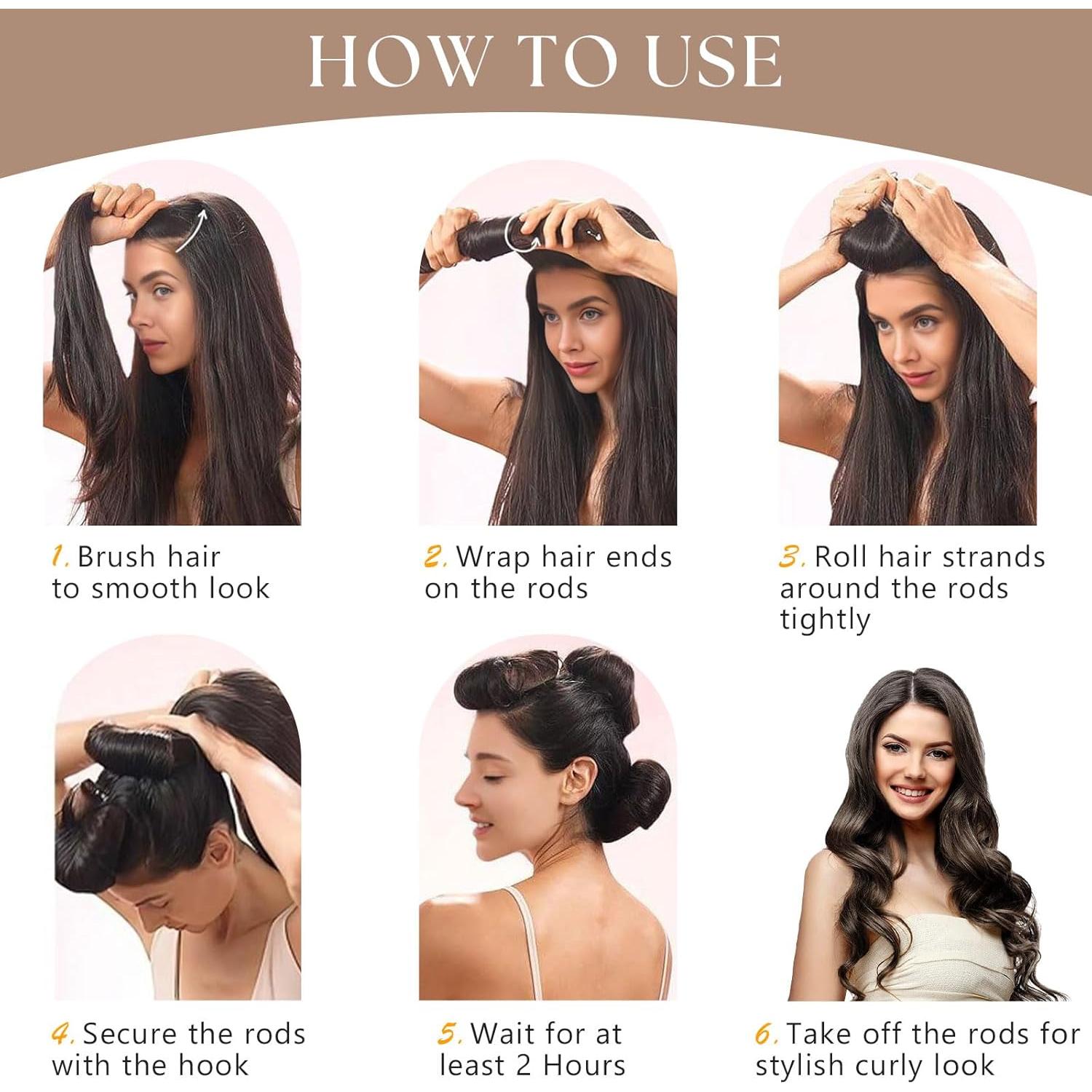 Rizador de Cabello Sin Calor NUNFLUE Jumbo 2 Paquetes Marrón