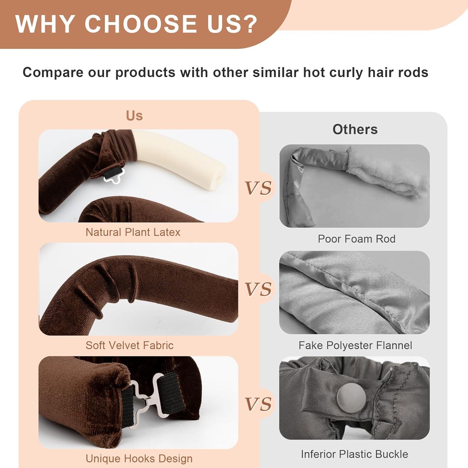 Rizador de Cabello Sin Calor NUNFLUE Jumbo 2 Paquetes Marrón