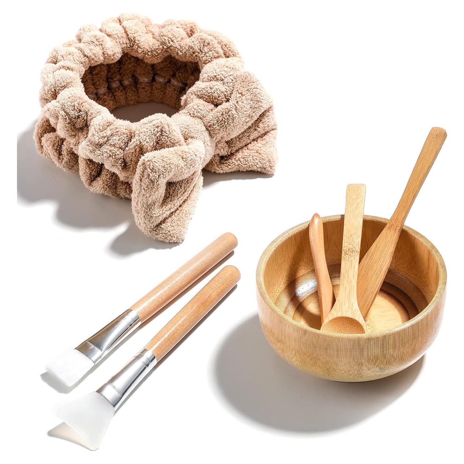 Juego de Cuencos para Mascarilla Facial JPNK 6 Piezas Marrón