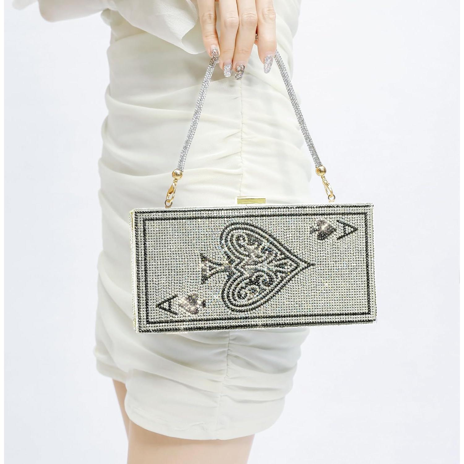 Bolso Clutch de Noche Pearl&She con Diamantes - 20.3x10.4cm