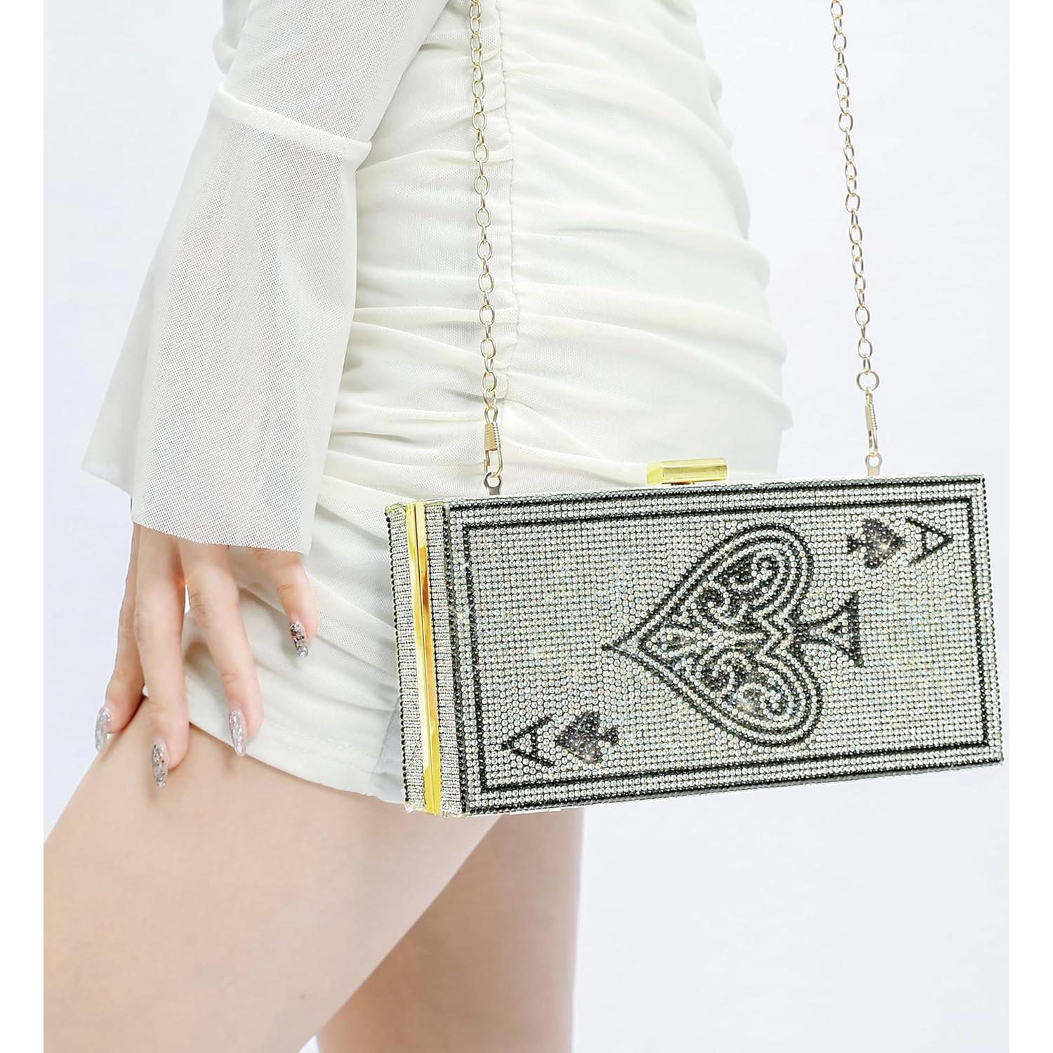 Bolso Clutch de Noche Pearl&She con Diamantes - 20.3x10.4cm