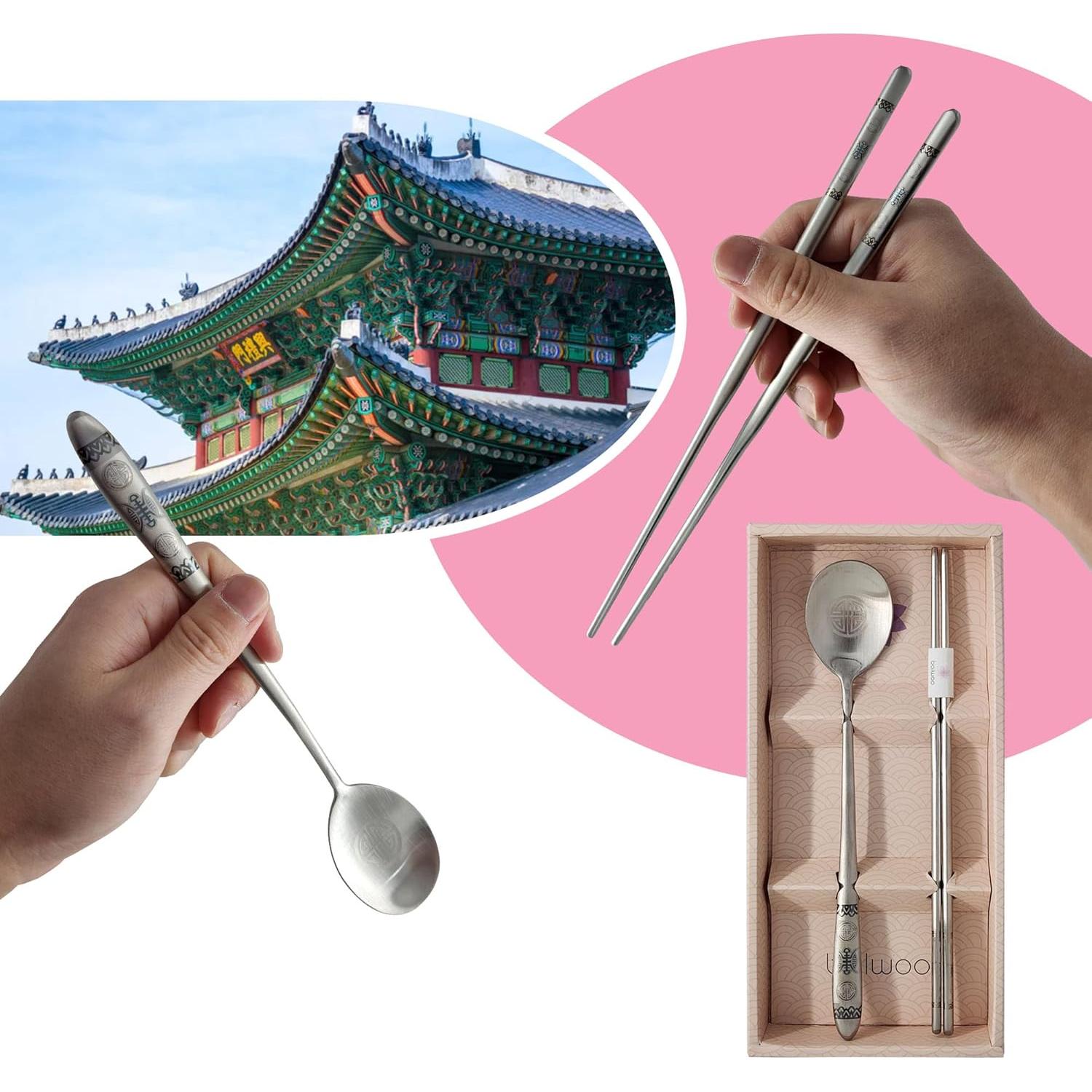 Juego de Cuchara y Palillos BALWOO Azul Acero Inoxidable 304