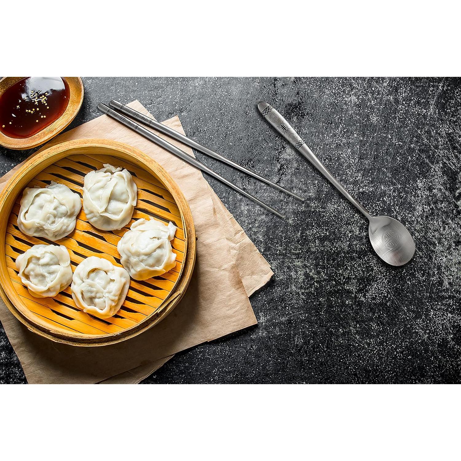 Juego de Cuchara y Palillos BALWOO Azul Acero Inoxidable 304