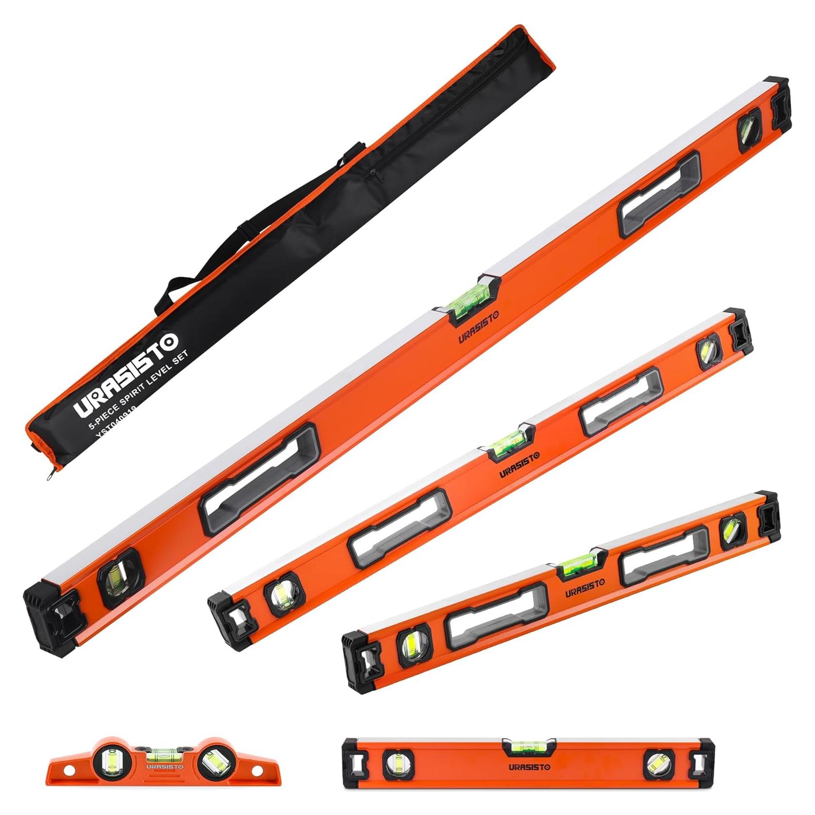 Juego de Niveles URASISTO 5 Piezas Aluminio 25.4 a 121.9 cm