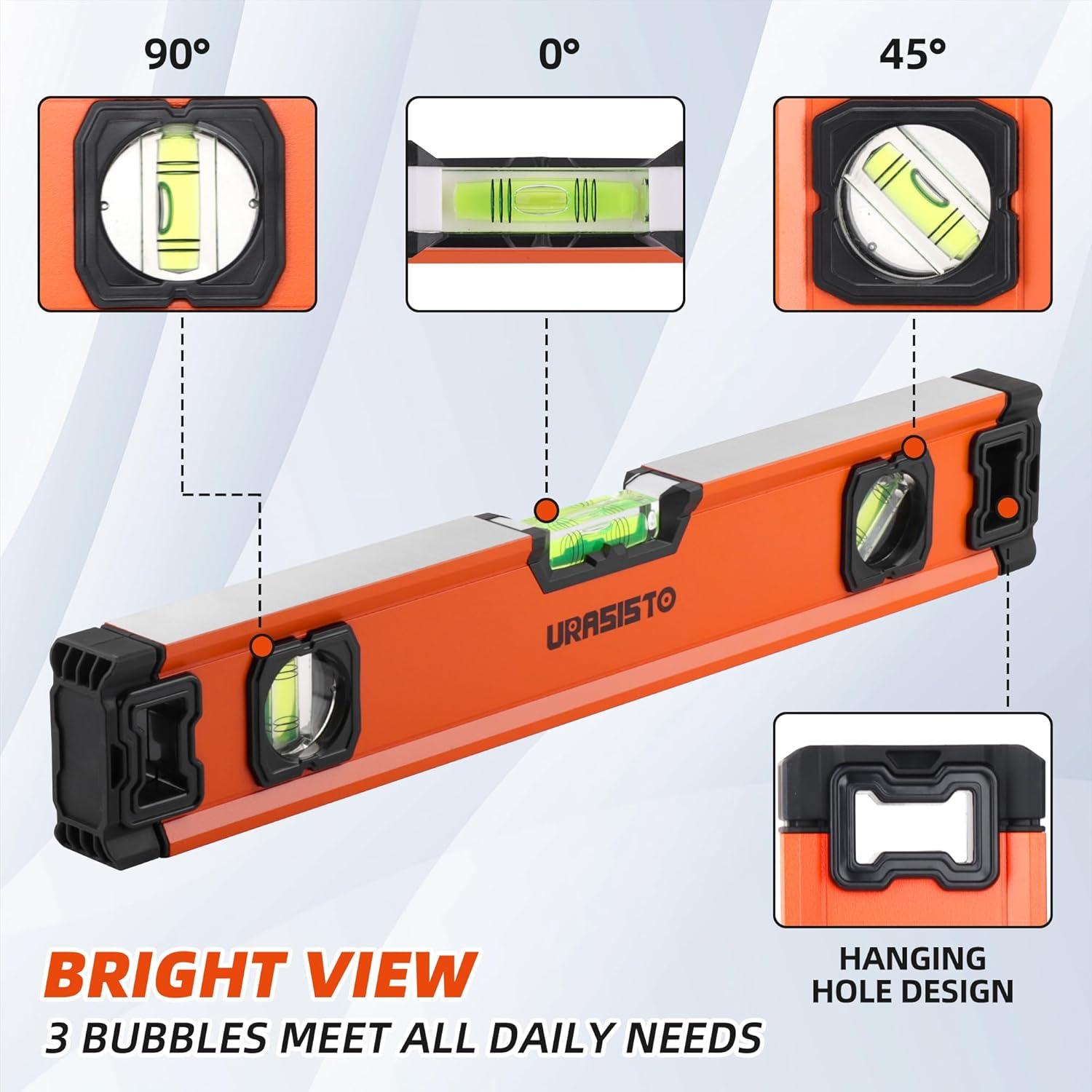 Juego de Niveles URASISTO 5 Piezas Aluminio 25.4 a 121.9 cm