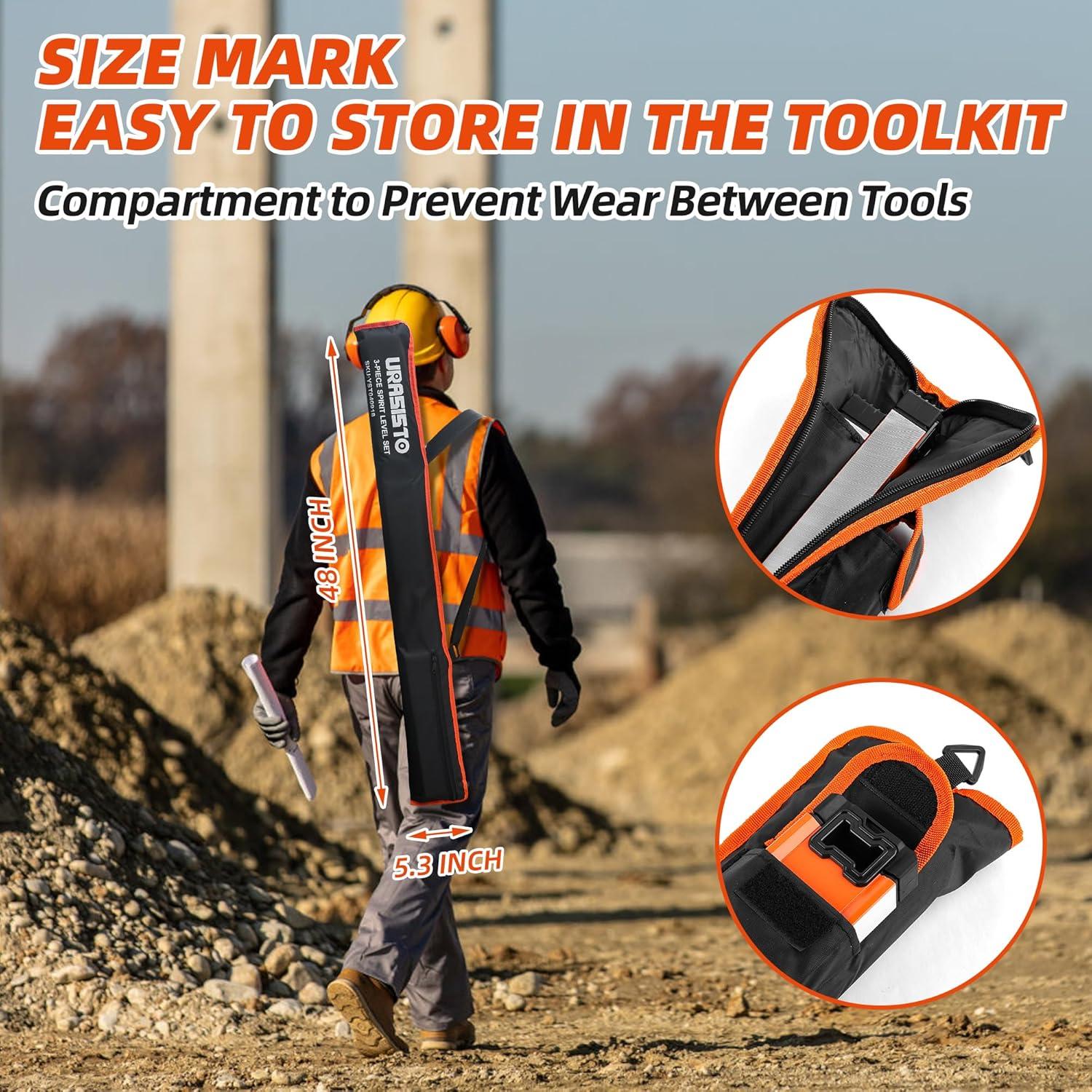 Juego de Niveles URASISTO 5 Piezas Aluminio 25.4 a 121.9 cm