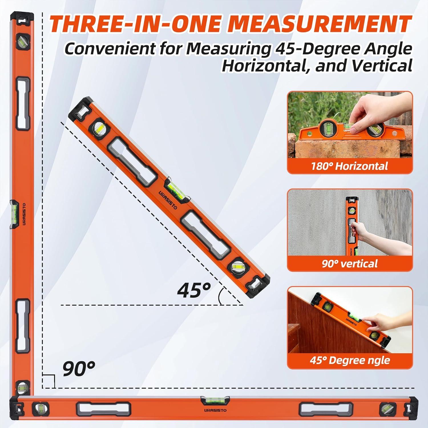 Juego de Niveles URASISTO 5 Piezas Aluminio 25.4 a 121.9 cm