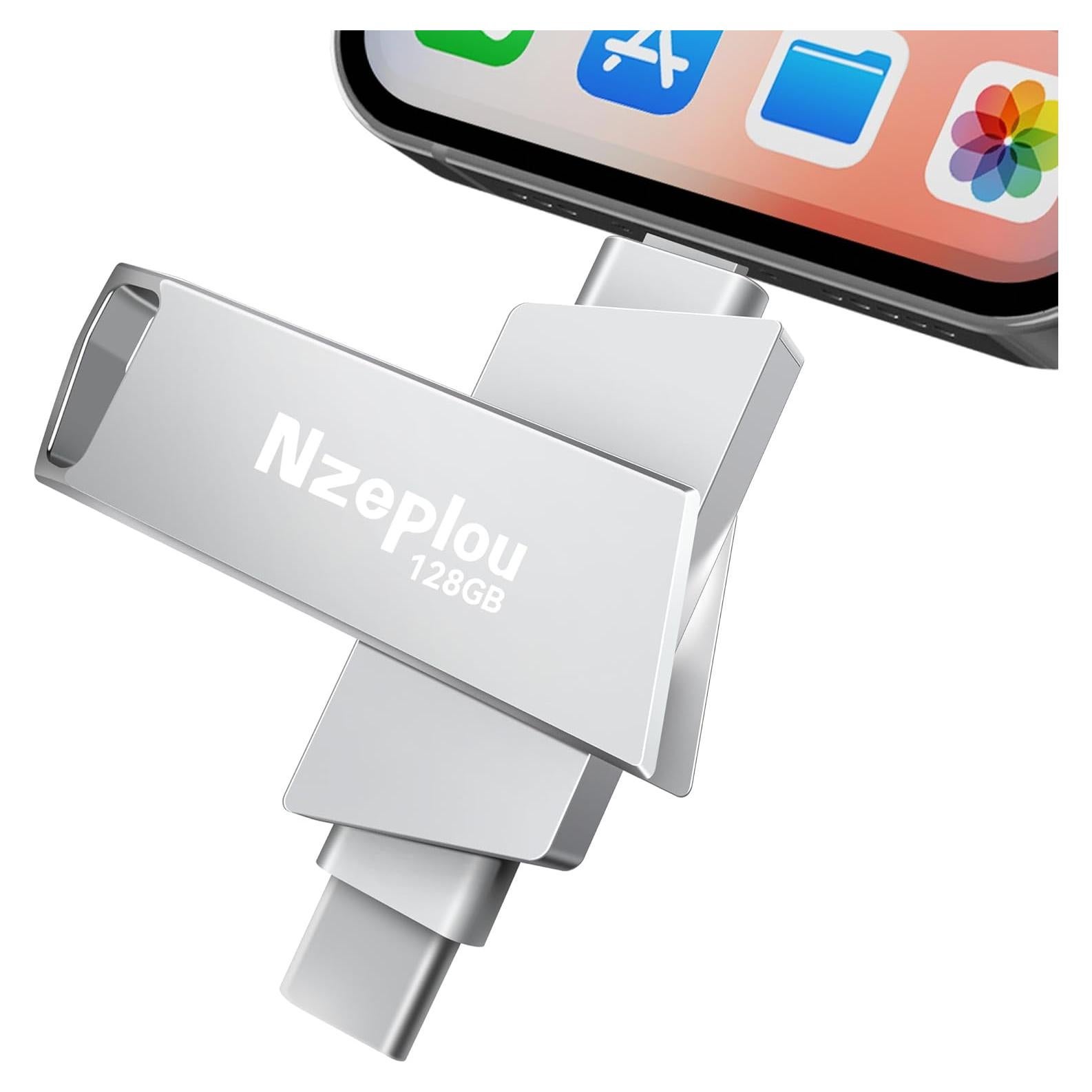 Unidad Flash 128GB Nzeplou para iPhone y iPad, USB 3.0