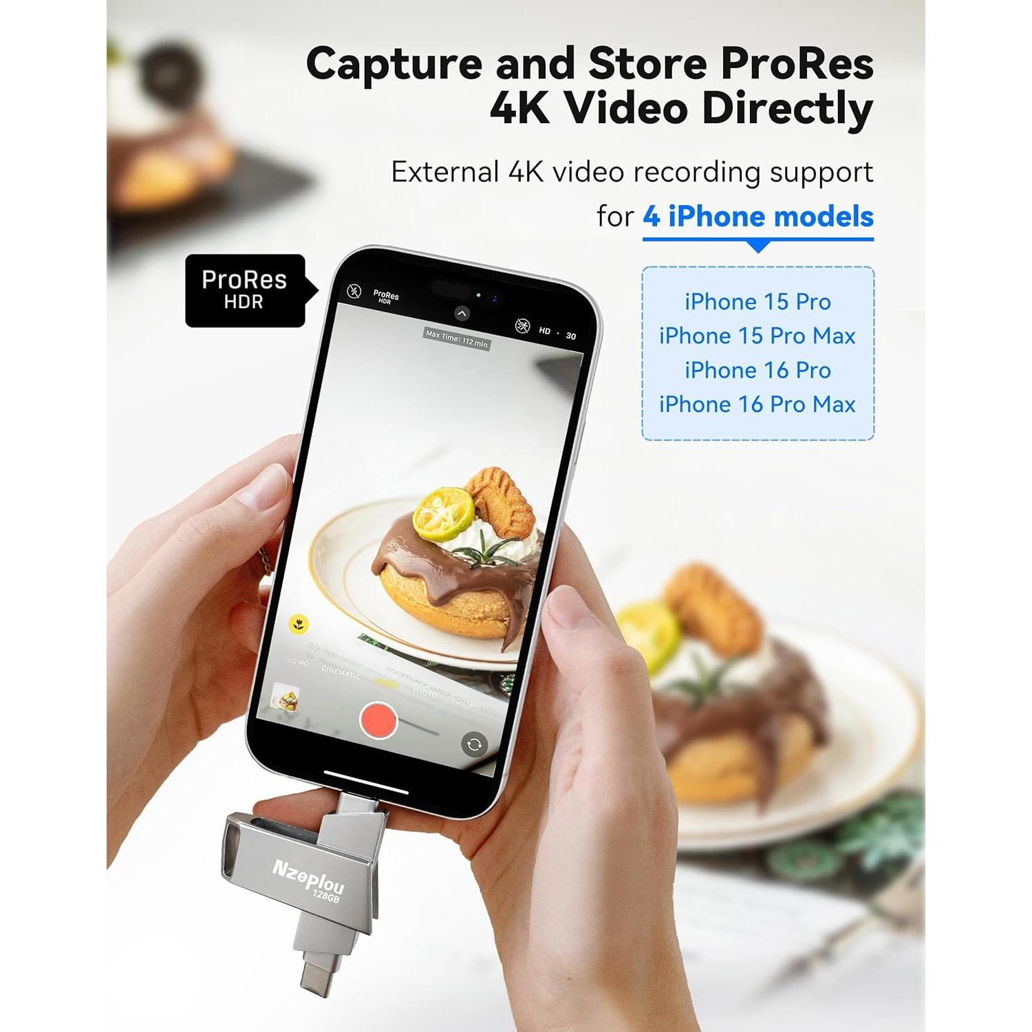 Unidad Flash 128GB Nzeplou para iPhone y iPad, USB 3.0