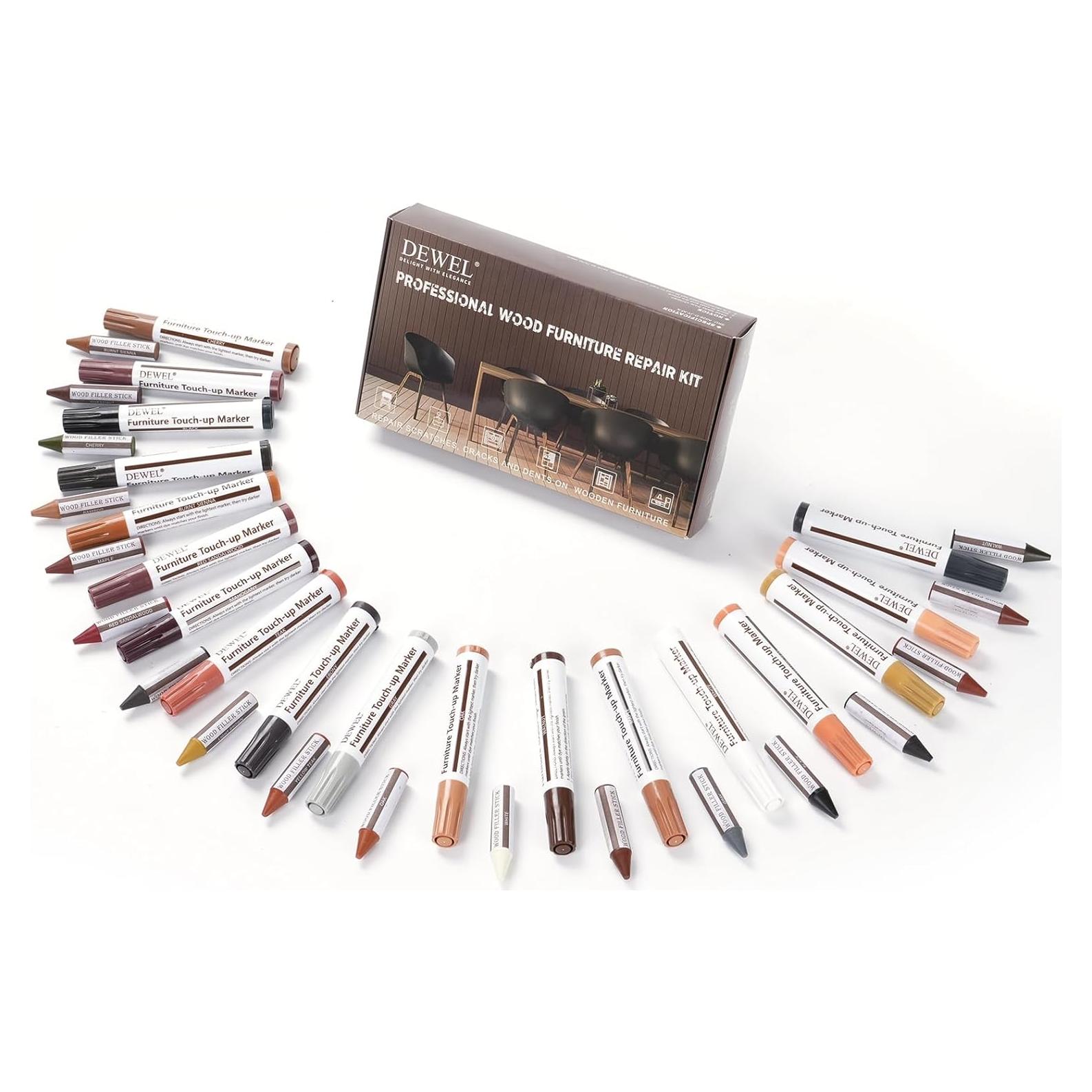 Kit de Reparación de Madera DEWEL 18 Colores para Rasguños