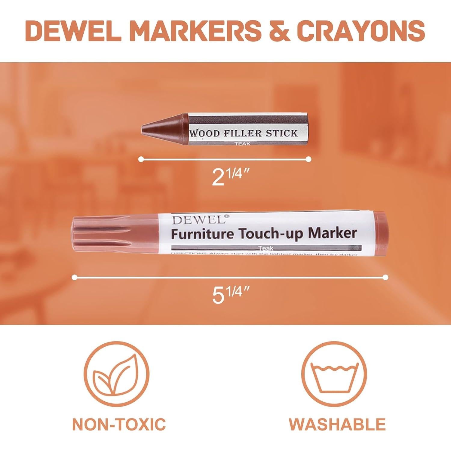 Kit de Reparación de Madera DEWEL 18 Colores para Rasguños