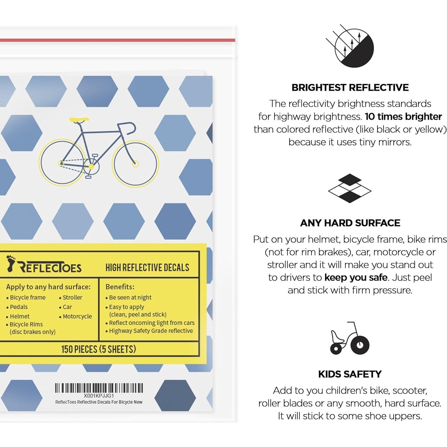 Calcomanías Reflectantes Hexágono 330 - ReflecToes - 5 Hojas