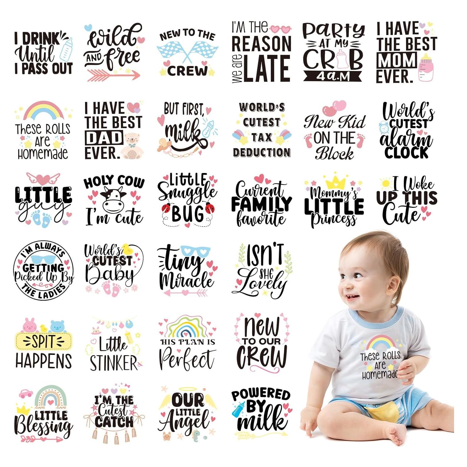 Transferencias de Hierro Falueqg 30Pcs para Baby Shower