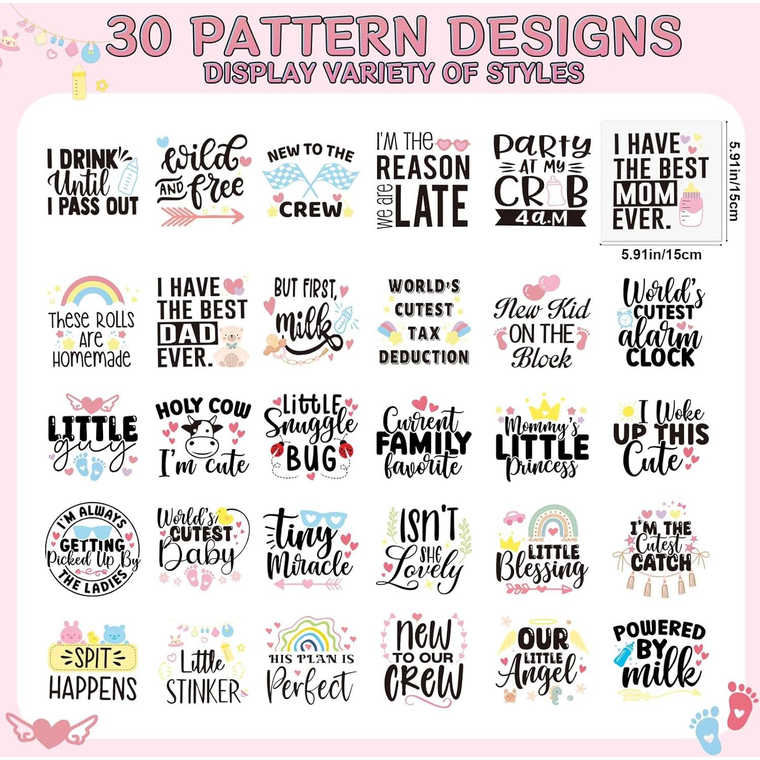 Transferencias de Hierro Falueqg 30Pcs para Baby Shower