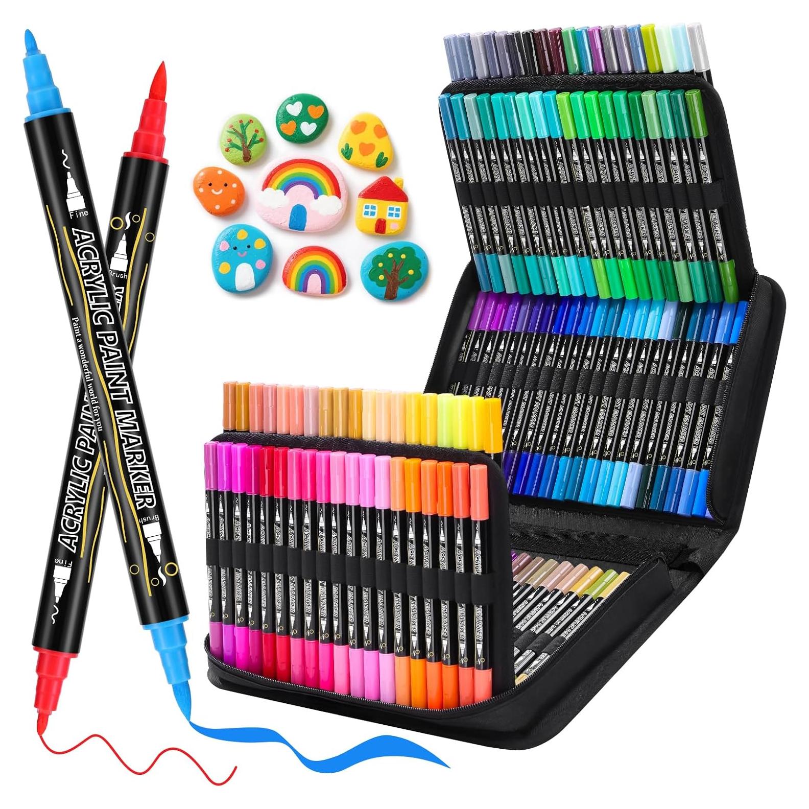 Marcadores Acrílicos Doble Punta Tongfushop 120 Colores 1-4mm