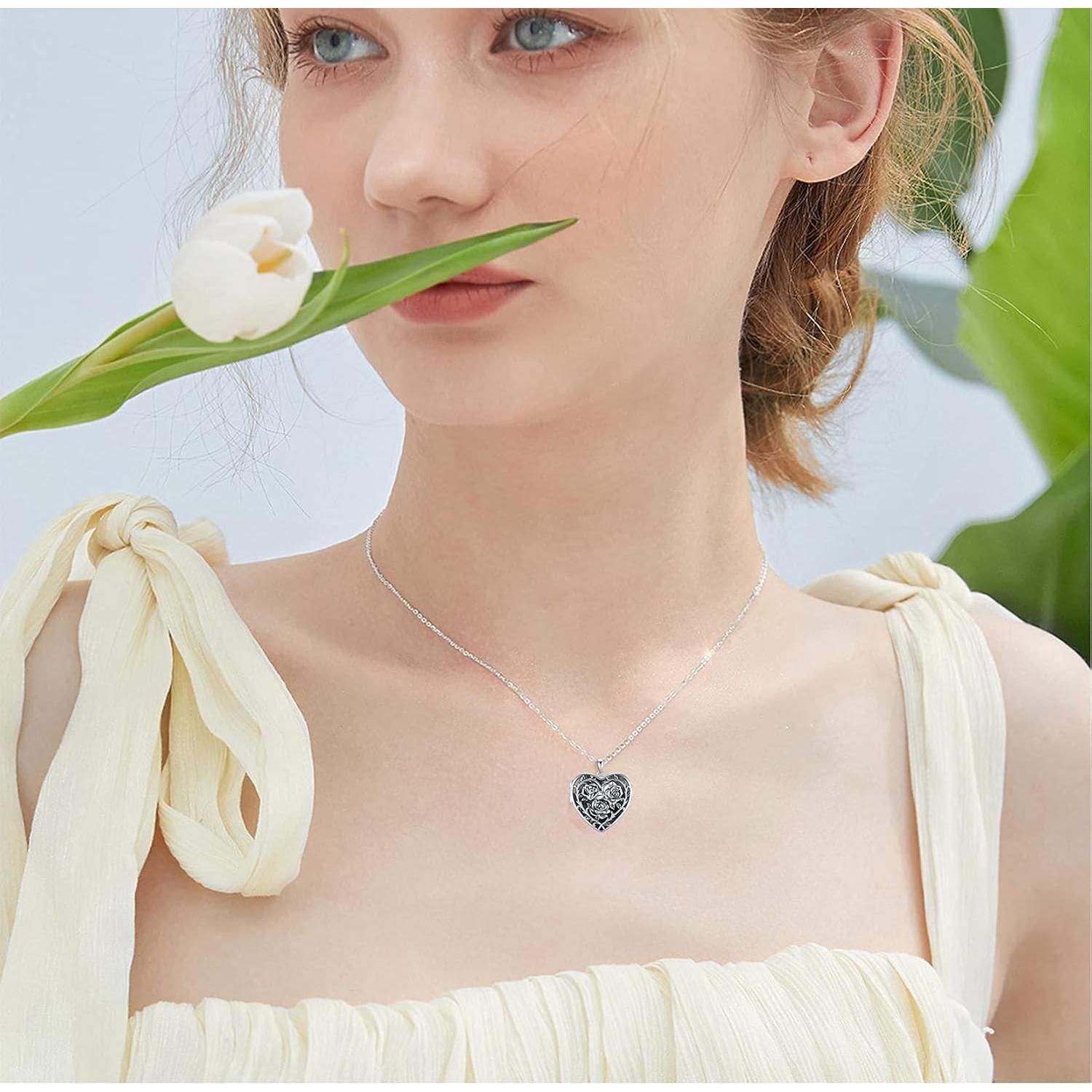 Collar Locket Rosa Dorunmo 925 Plata Esterlina 19mm Joyería