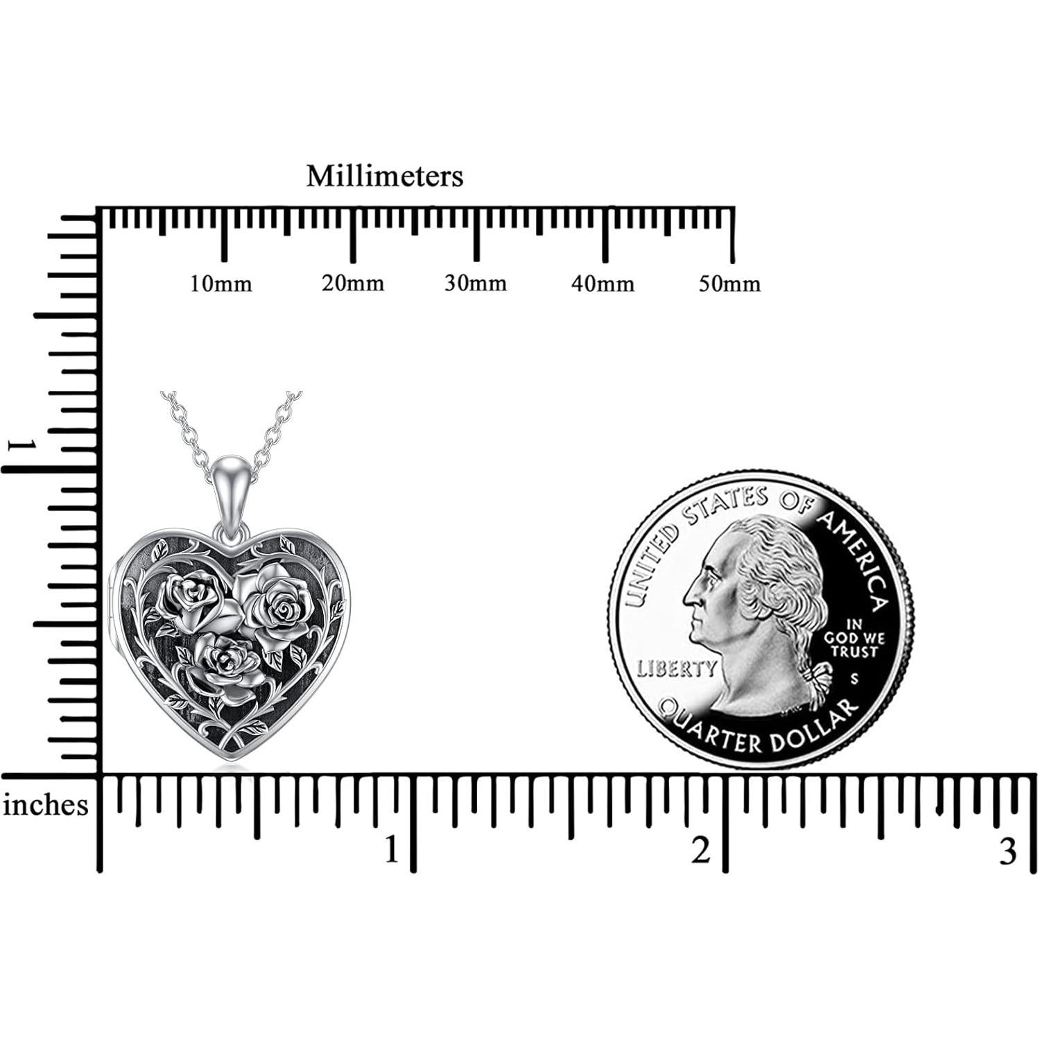 Collar Locket Rosa Dorunmo 925 Plata Esterlina 19mm Joyería