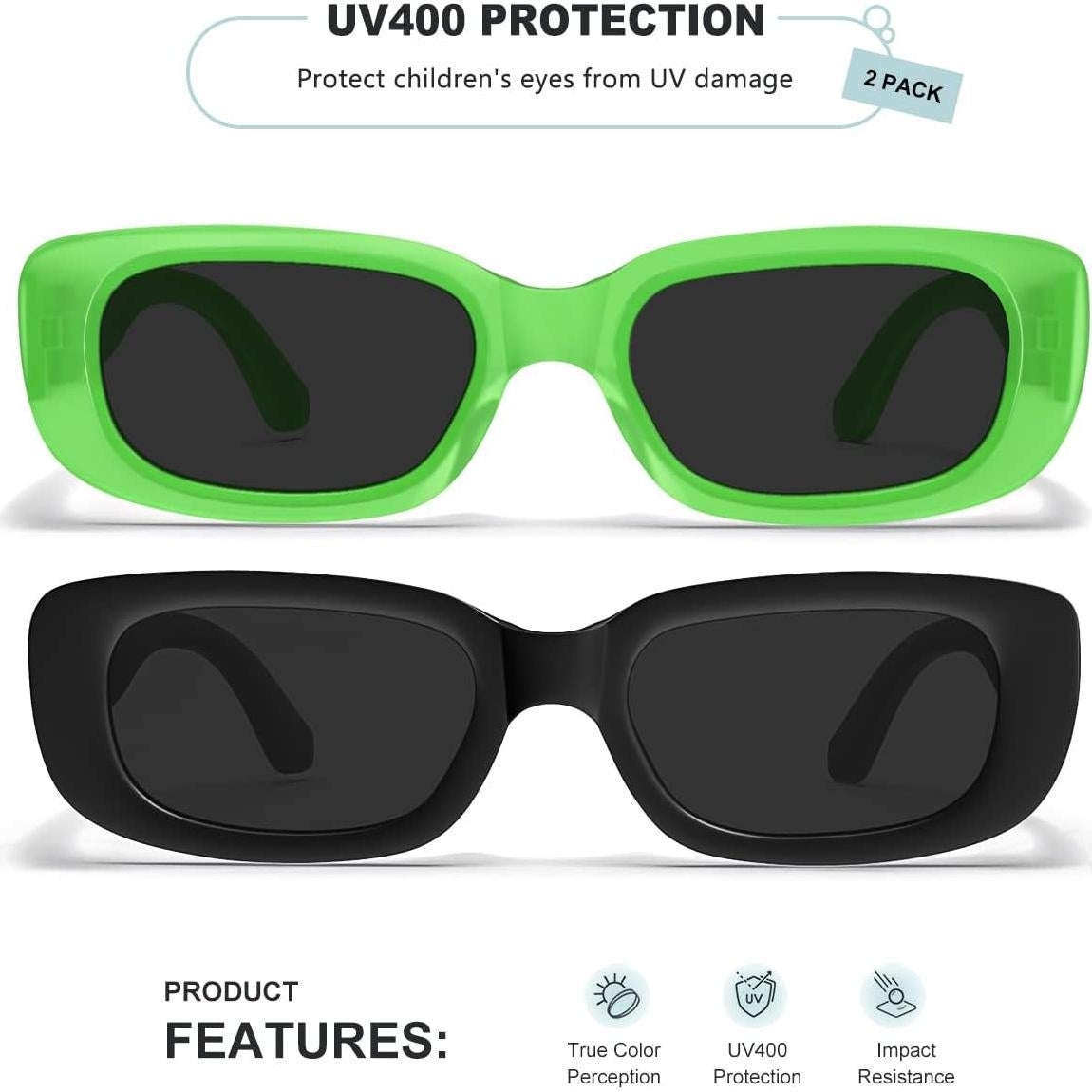 Gafas de sol retro UV para niños AWGSEE, paquete de 2