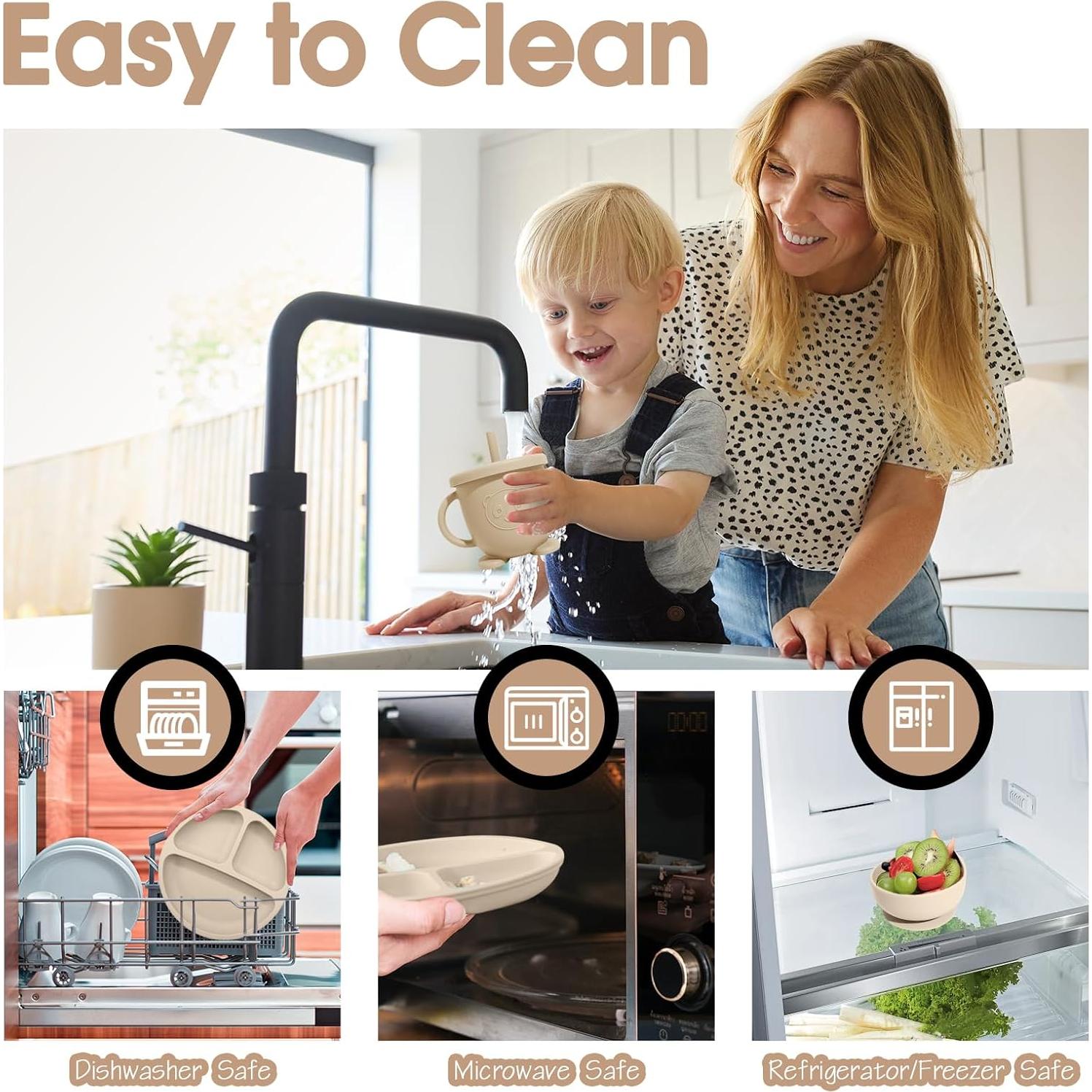 Set de Alimentación para Bebés Catvegue 8 Piezas Silicona BPA Free