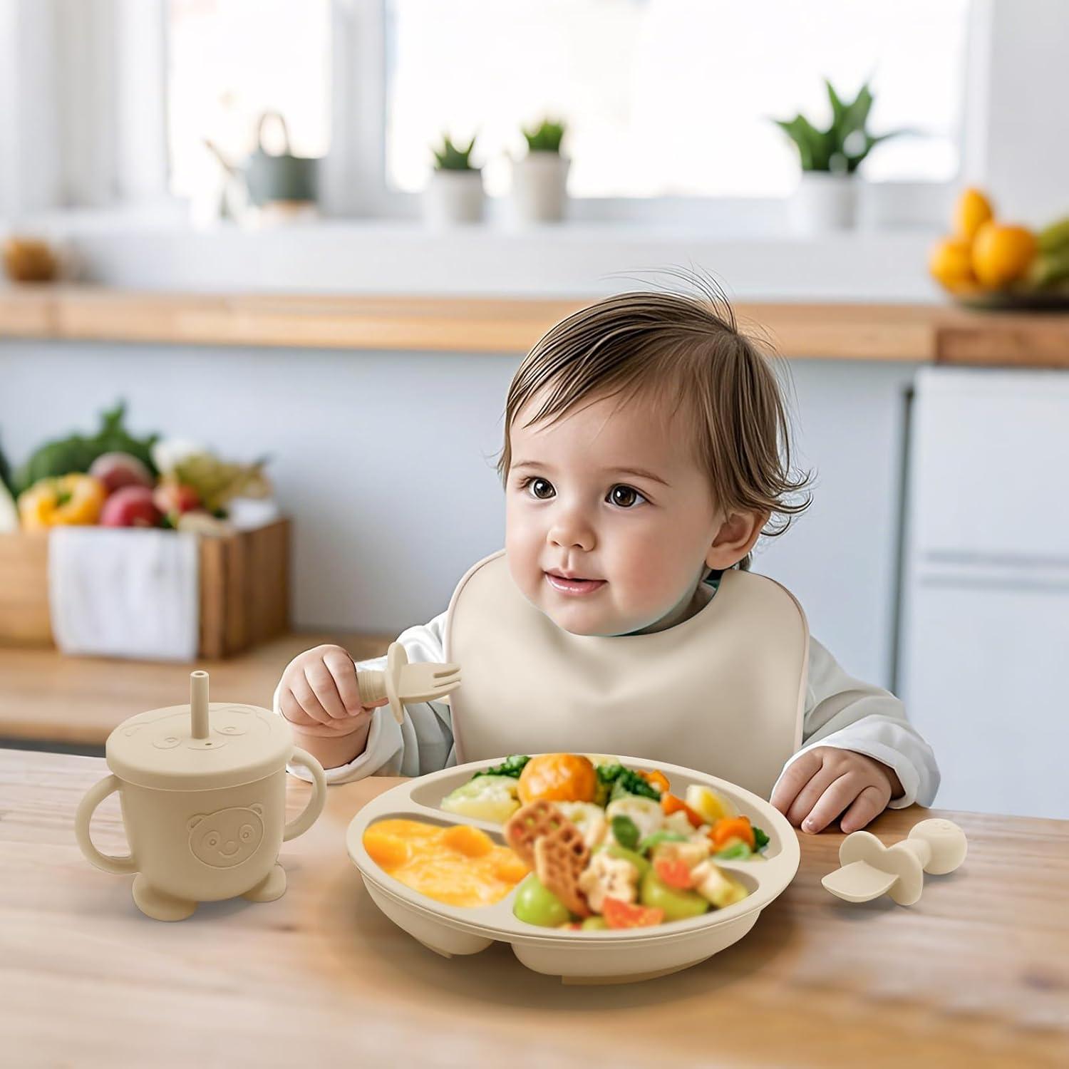 Set de Alimentación para Bebés Catvegue 8 Piezas Silicona BPA Free