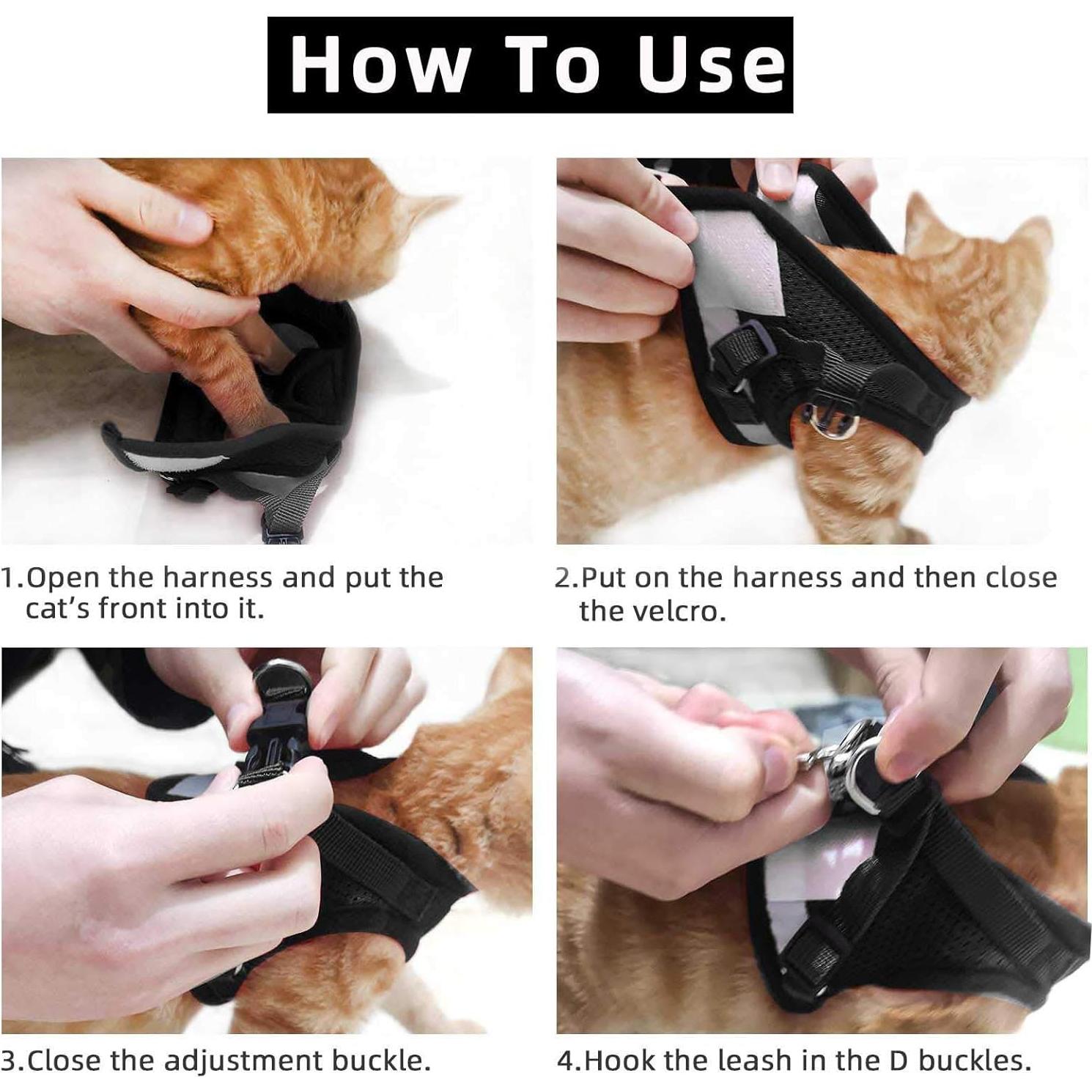 Arnés Chaleco Ajustable para Gato y Perro NCMAMA Negro XS