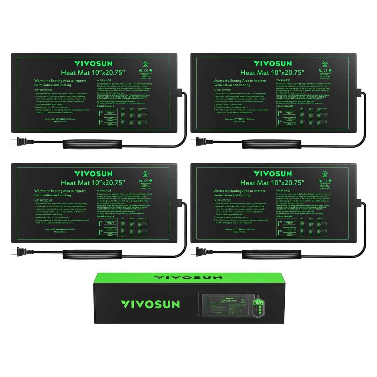 Alfombrilla Térmica VIVOSUN 4-Pack 25.4 x 52.7 cm Hidropónica