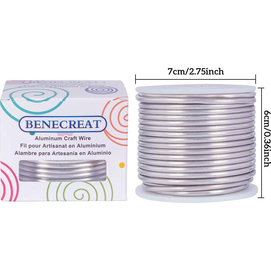 Alambre de Joyería BENECREAT 9 Calibre 3mm 17m Aluminio Flexible