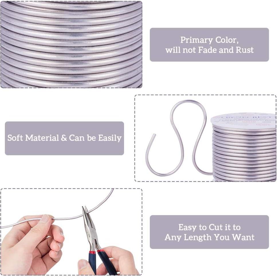 Alambre de Joyería BENECREAT 9 Calibre 3mm 17m Aluminio Flexible