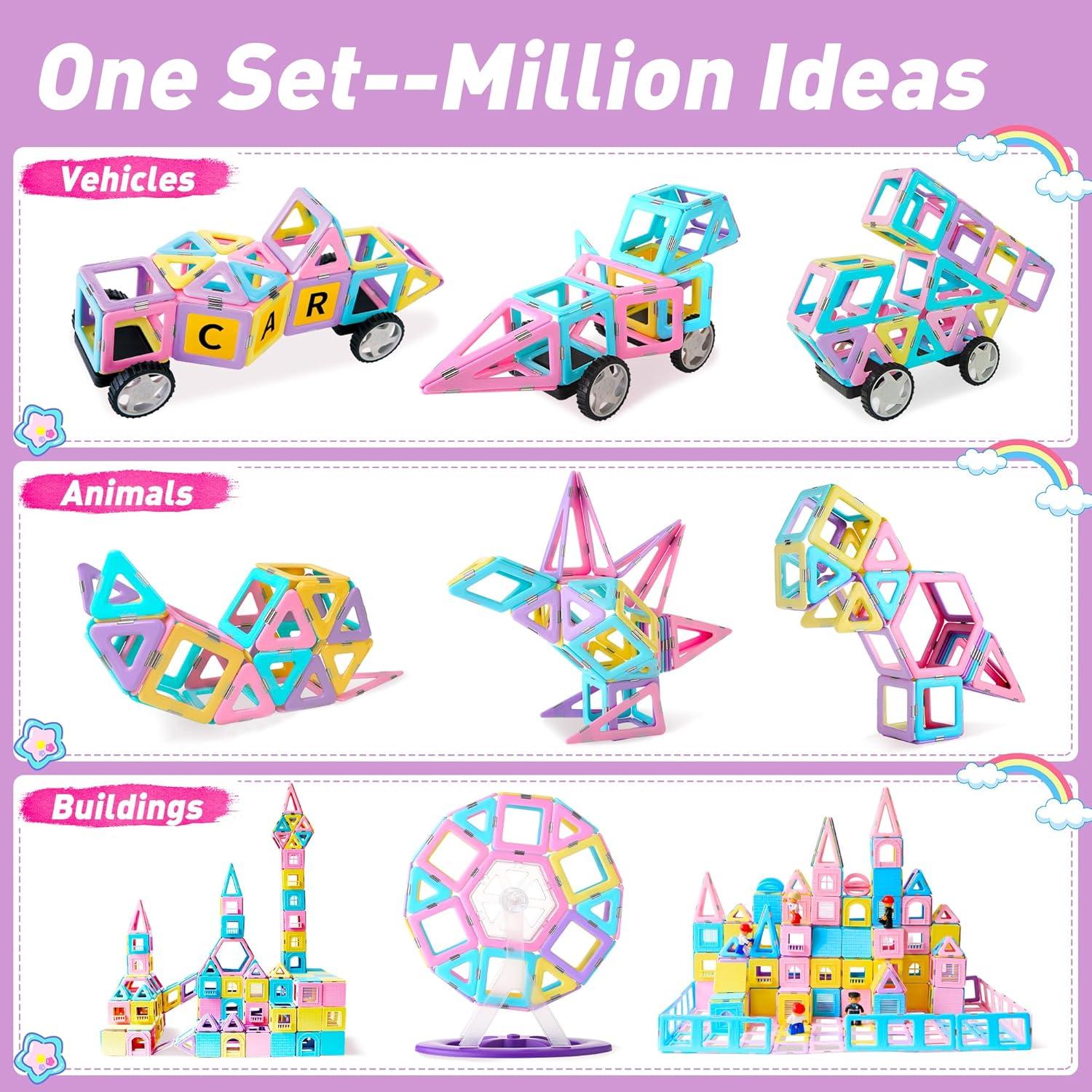 MAGBLOCK Juego de Bloques Magnéticos 103pcs para Niños 3+