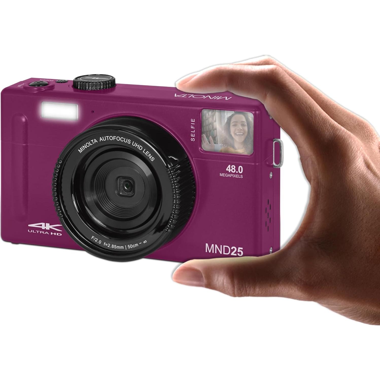 Cámara Digital Minolta MND25 48MP 4K con Espejo Selfie