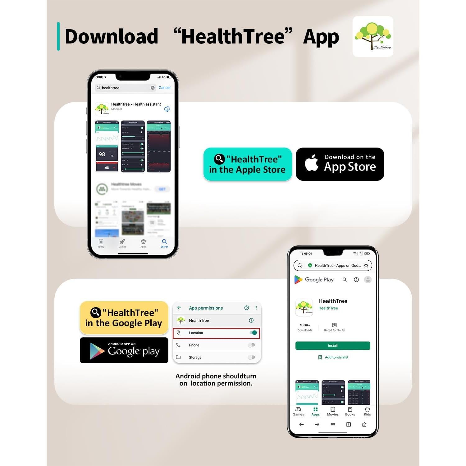 Oxímetro de Pulso Bluetooth HealthTree con APP, Monitor de Frecuencia Cardíaca