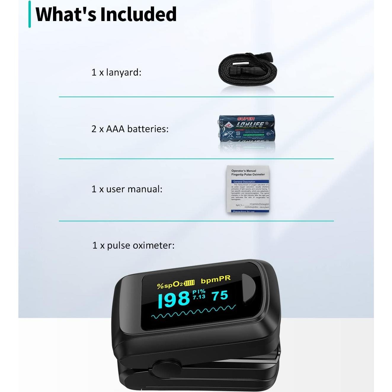 Oxímetro de Pulso Bluetooth HealthTree con APP, Monitor de Frecuencia Cardíaca