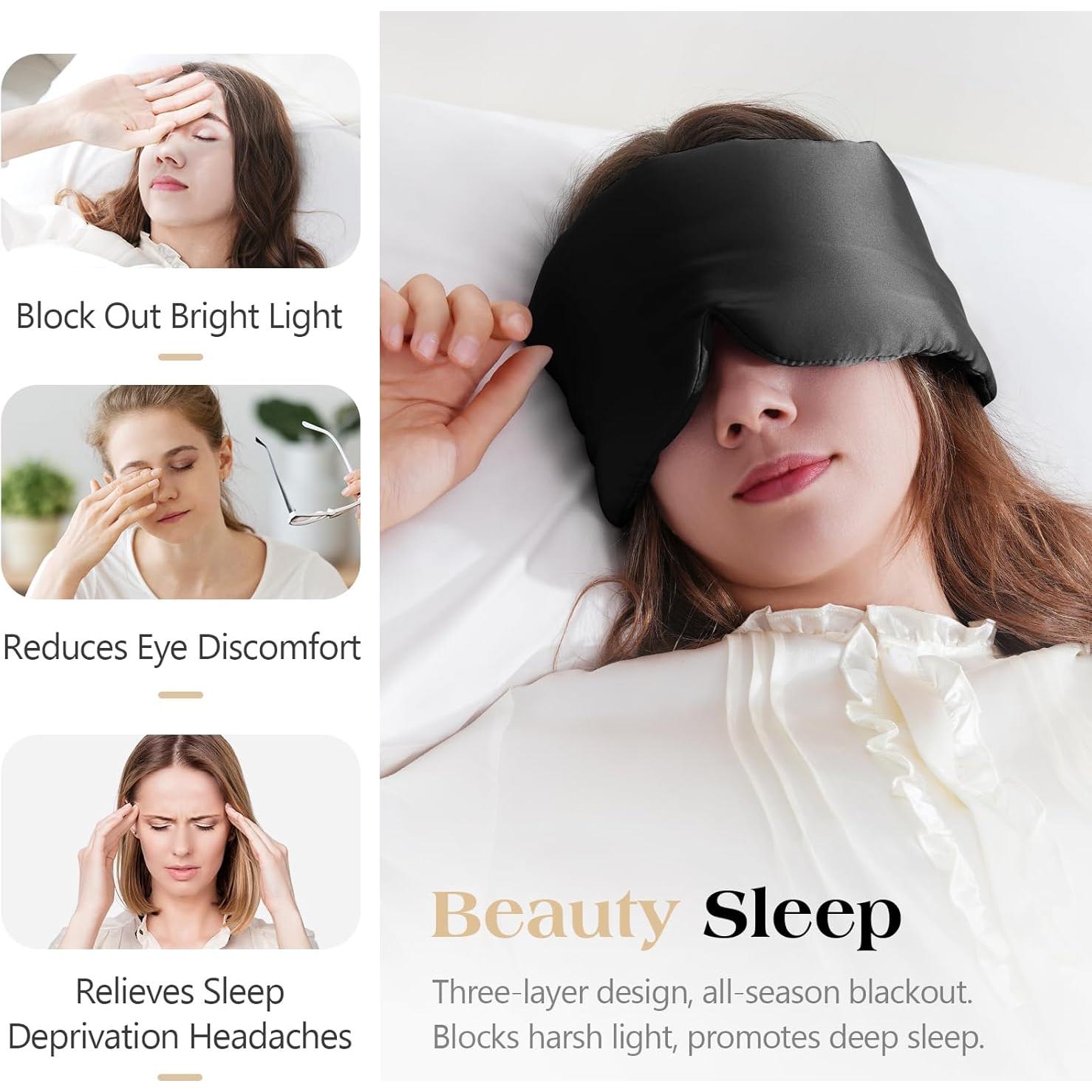 Máscara de Sueño de Seda de Morera BATJA Ajustable Negro