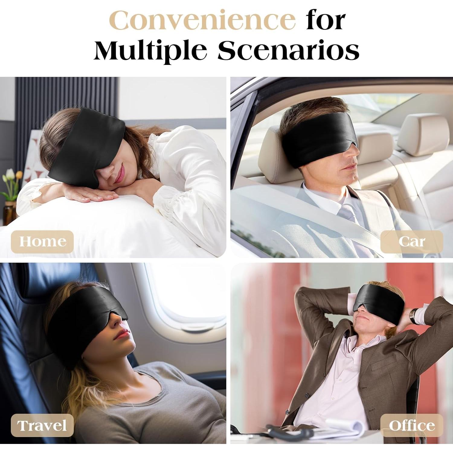 Máscara de Sueño de Seda de Morera BATJA Ajustable Negro