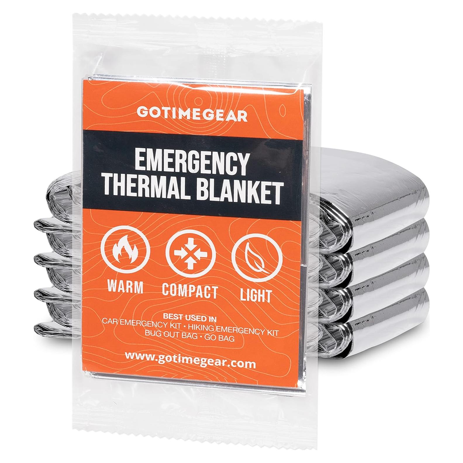 Mantas de Emergencia Go Time Gear - Paquete de 4, Mylar Térmico