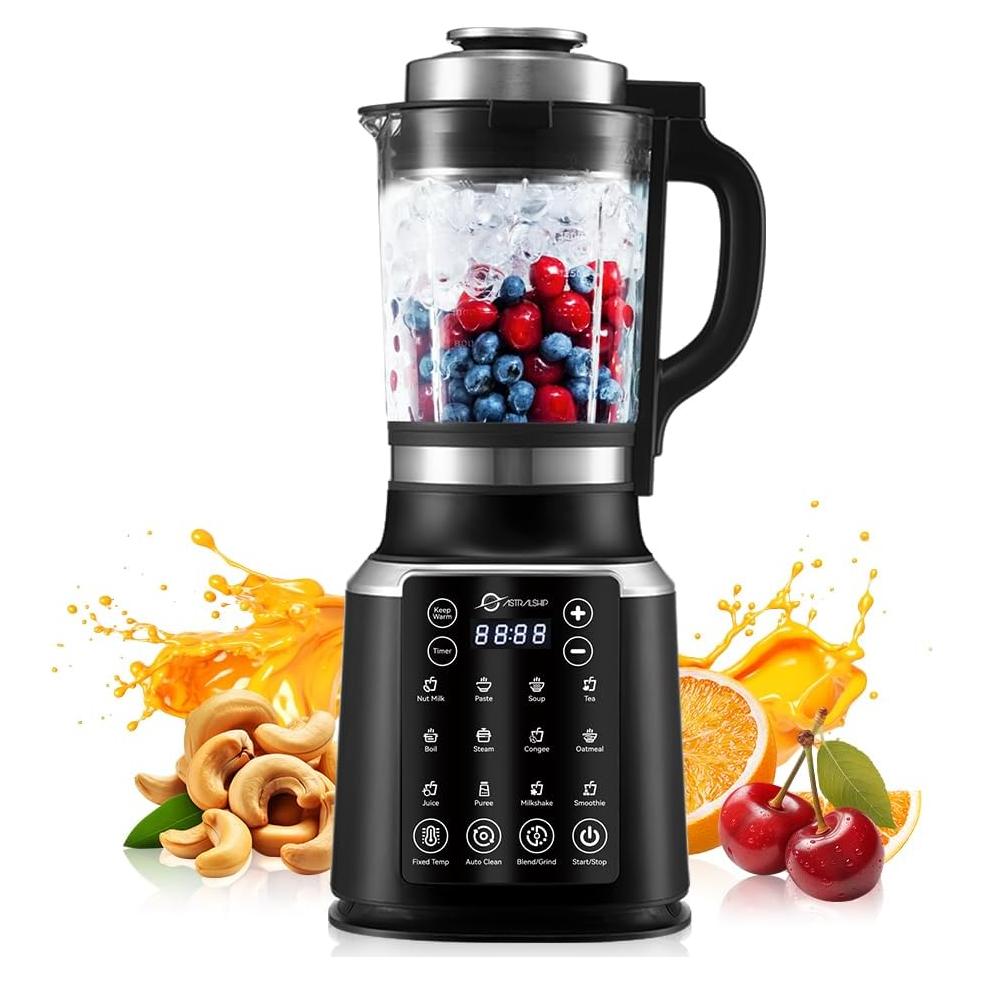 Blenders for Kitchen 59oz Glass Blenders with Heating, 1200W Adjustable blender for smoothies High Speed Food Processors Professional blender with Keep Warm 14 Functions Auto Clean for Soups Sauces