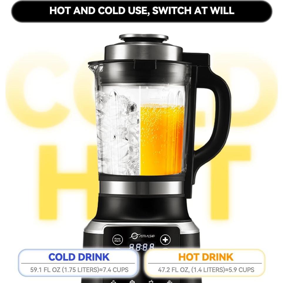 Blenders for Kitchen 59oz Glass Blenders with Heating, 1200W Adjustable blender for smoothies High Speed Food Processors Professional blender with Keep Warm 14 Functions Auto Clean for Soups Sauces