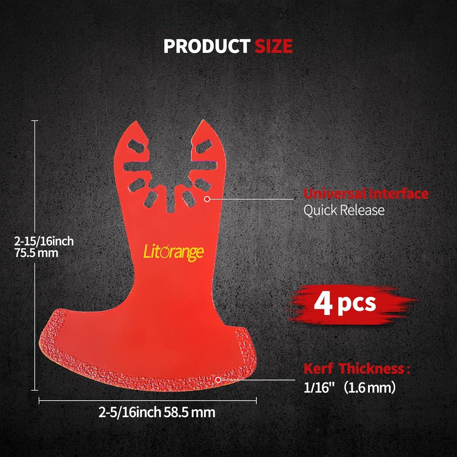 Cuchillas Oscilantes de Diamante LitOrange 4 Pcs 10 cm