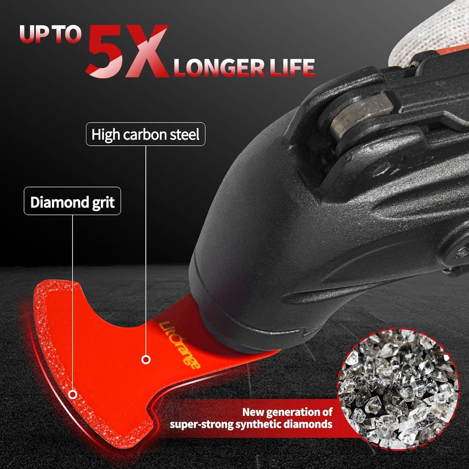 Cuchillas Oscilantes de Diamante LitOrange 4 Pcs 10 cm