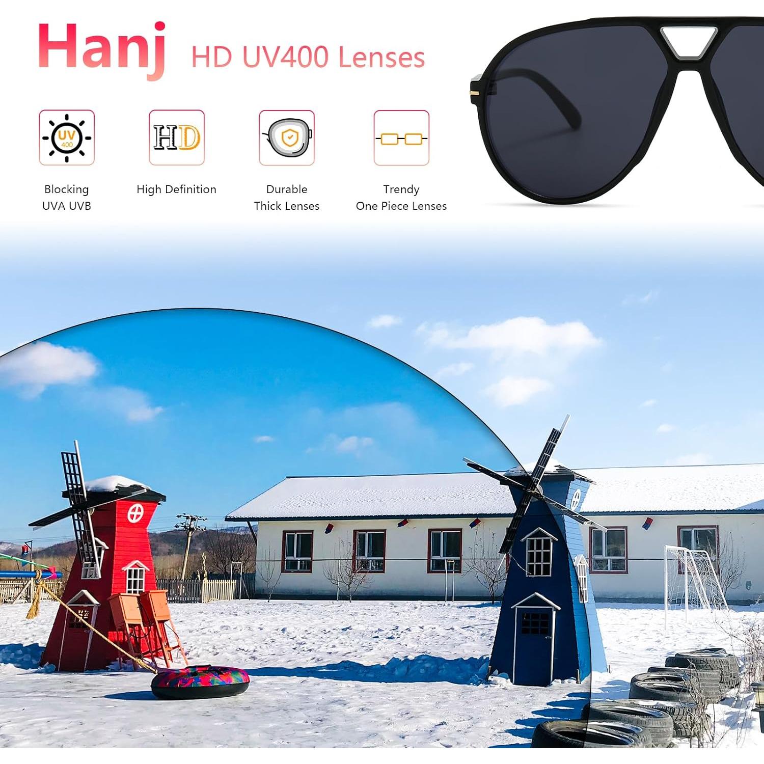 Gafas de sol aviador retro Hanj UV400 grandes unisex