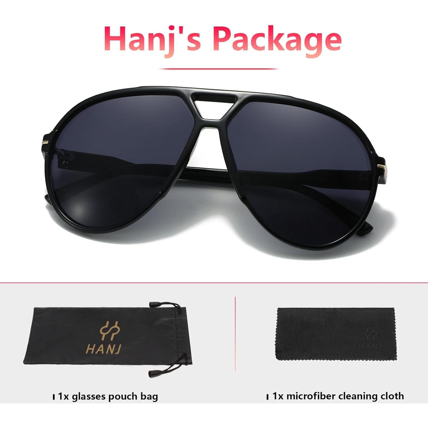 Gafas de sol aviador retro Hanj UV400 grandes unisex